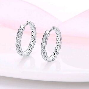 Small PANDACH Elegant 926 Sterling Silver Hoop Earrings